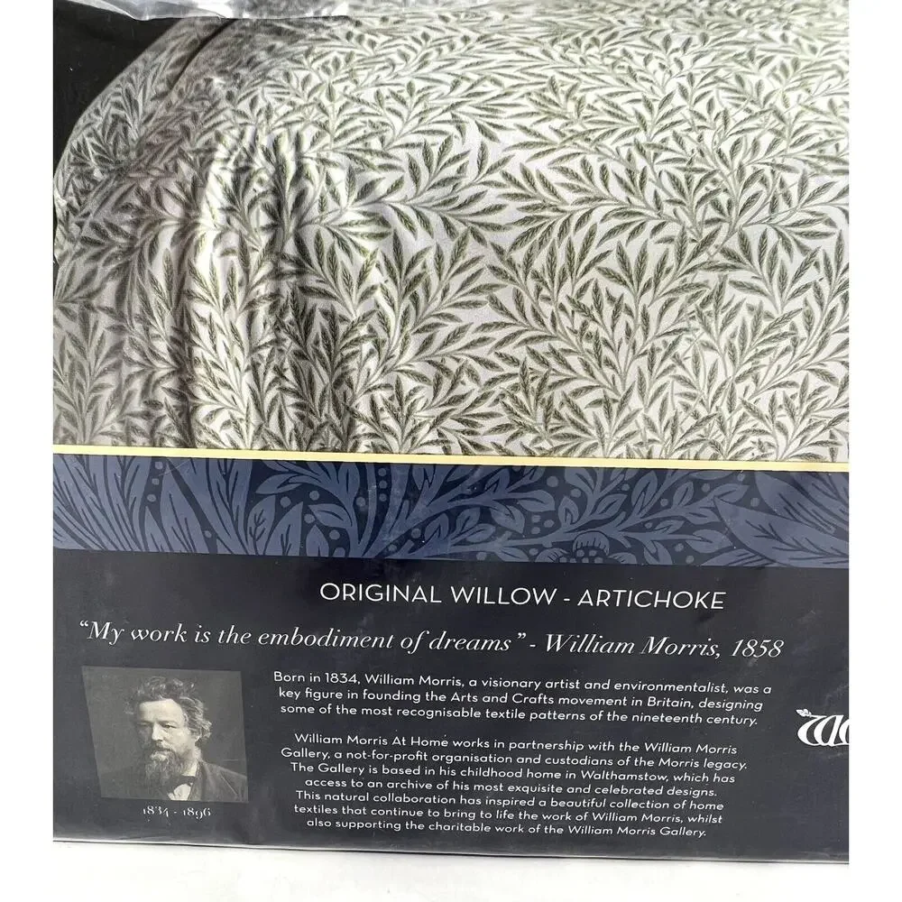 William Morris Original Willow Artichoke Green KING Cotton Percale Sheet Set NIP